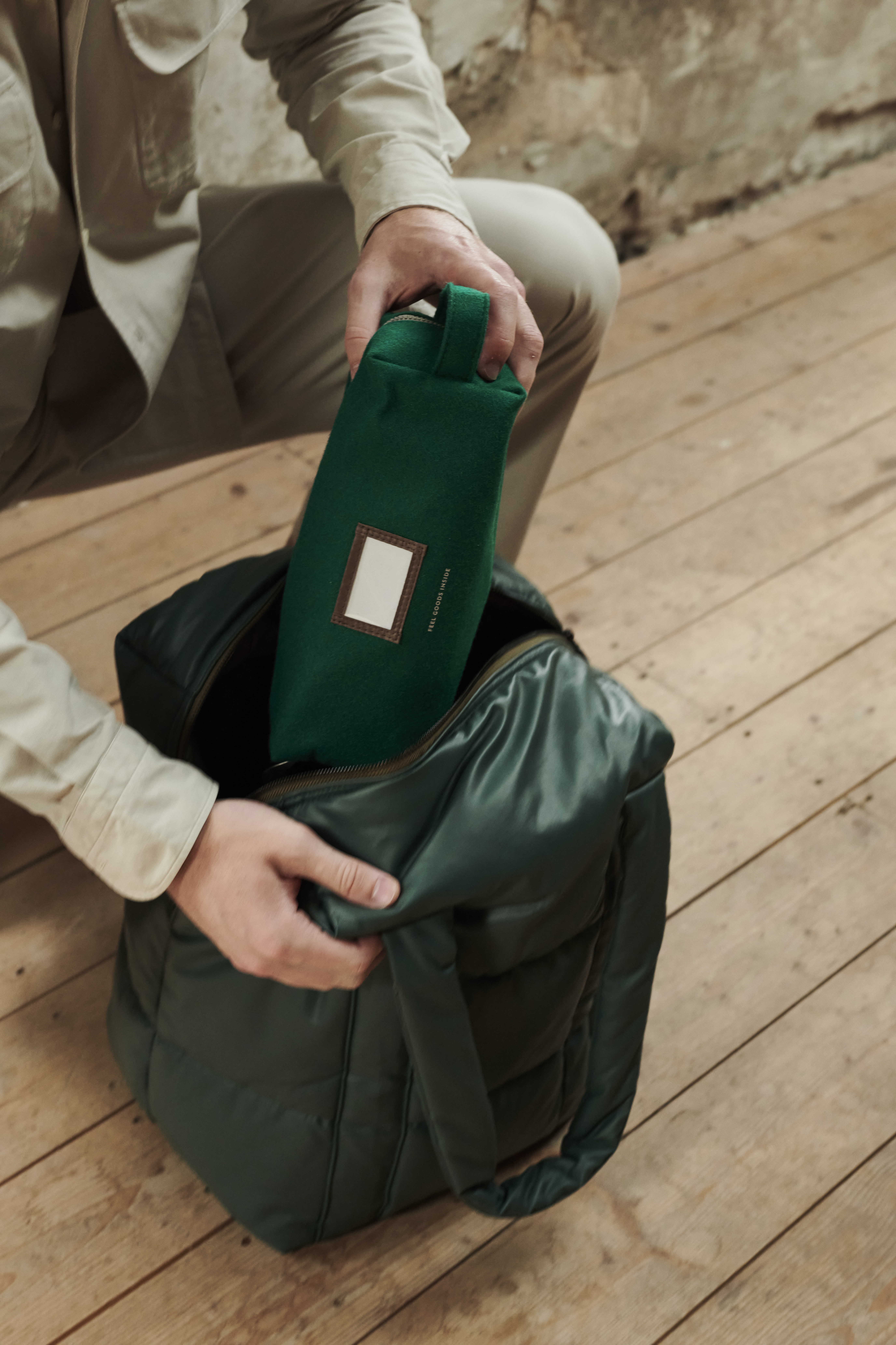 Puffy shoulder bag "Clode", Jungle Green