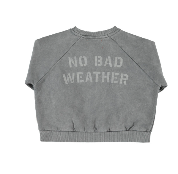 Piupiuchick Sweatshirt, Sweatshirt Grey with Sun & Cloud Print