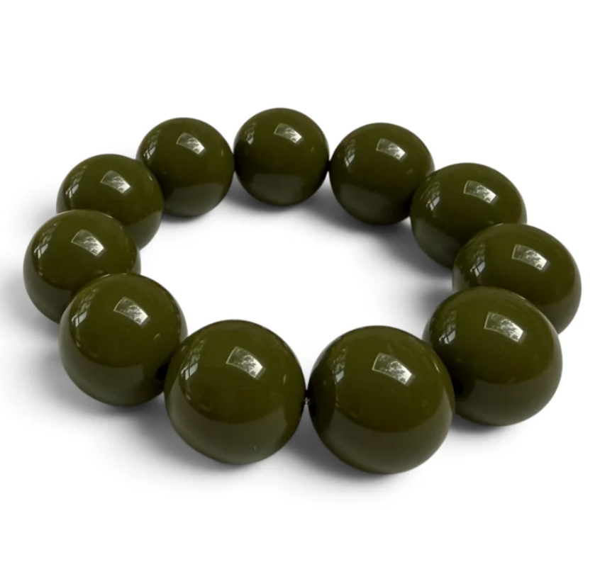 BYBJOR Armband  "Copenhagen" , Chunky Bead Bracelet - Olive