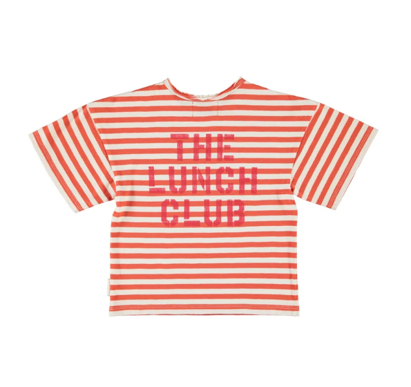 Piupiuchick T-shirt, T'shirt Red & Ecru Stripes with Apple Print