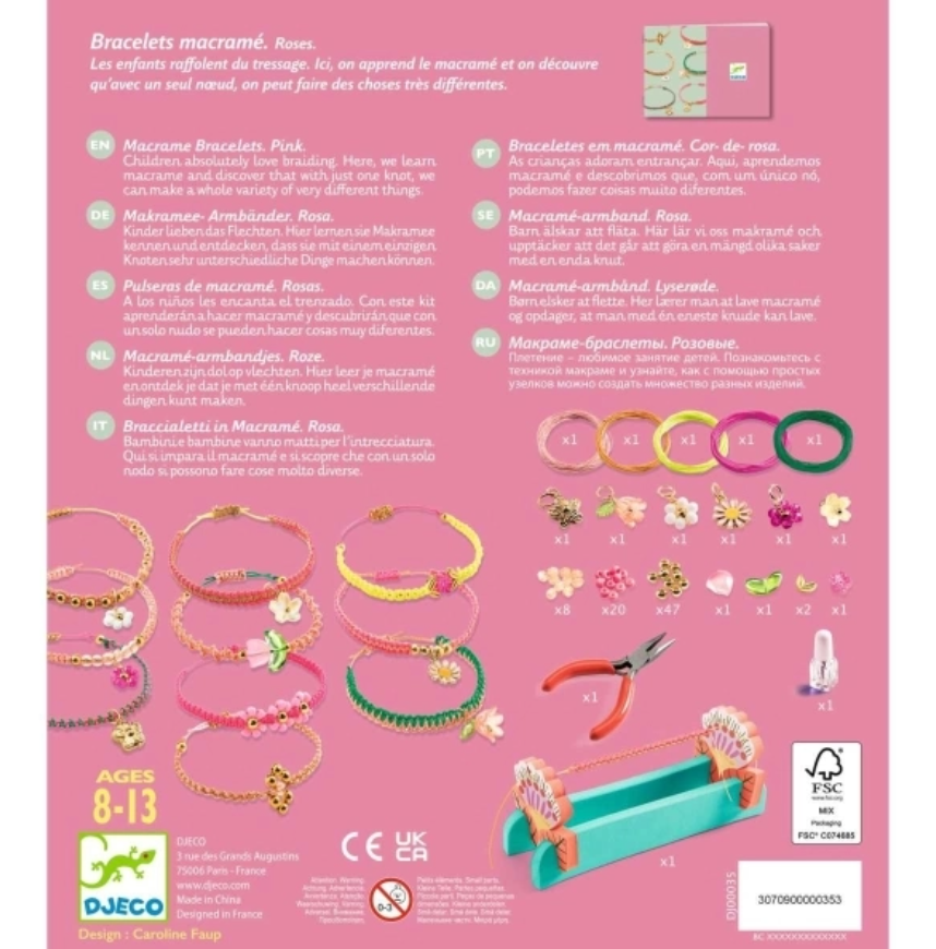 Djeco Schmuck basteln 8-14: Macrame Rosa