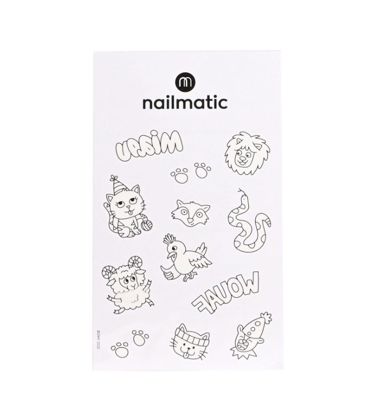Nailmatic 12 Temporary Coloring Tattoos, "Animals", Gelb
