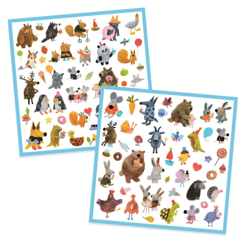 djeco Sticker, 160 Glitzer-Sticker: "kuschelige Freunde"