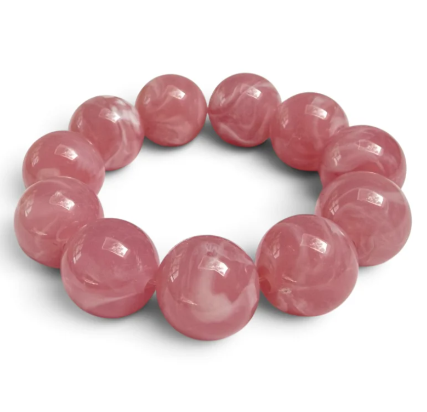 BYBJOR Armband  "Copenhagen" , Chunky Bead Bracelet - Magnolia Pink Marble