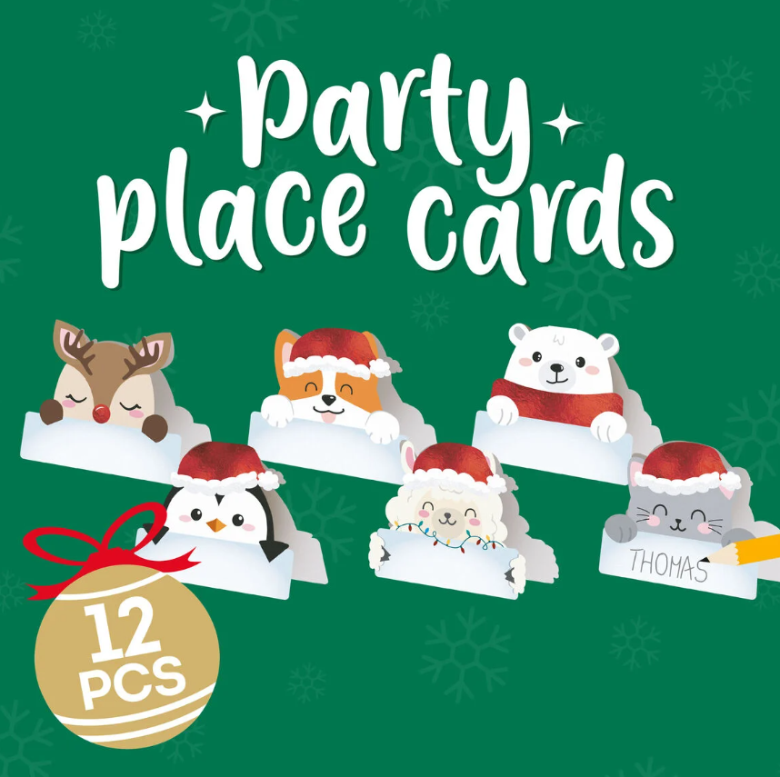 Set mit 12 weihnachtlichen Tischkärtchen