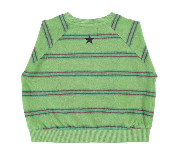 Piupiuchick Sweat , Terry Cotton Sweatshirt Green with Double Stripes