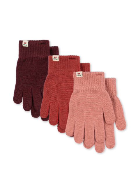 Konges Slojd 3-er Set Kinderhandschuhe, "Filla", Rose Mix