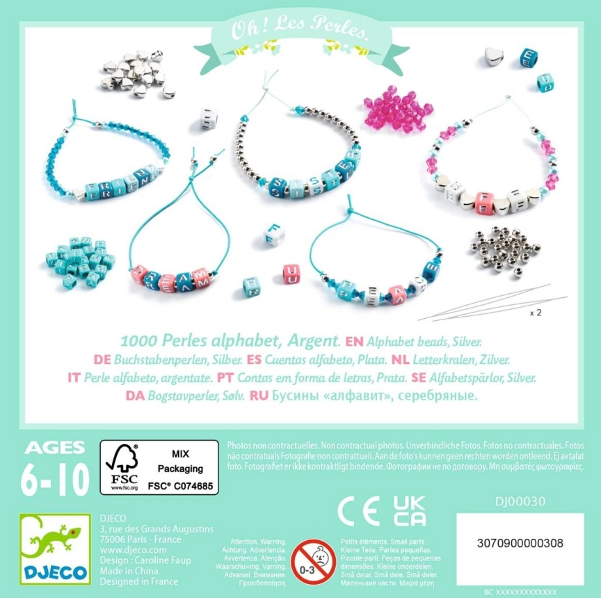 Djeco Schmuck basteln: Buchstaben Silber