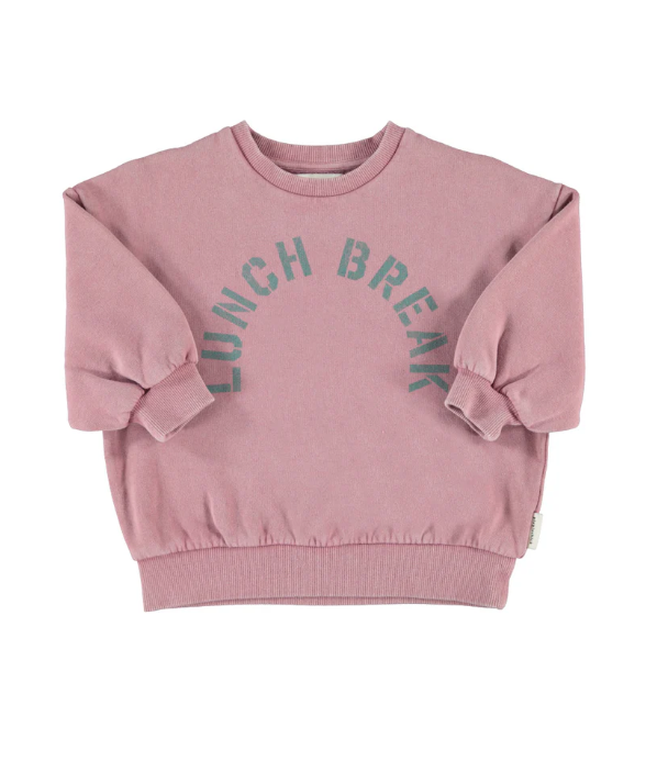 PIupiuchick Sweat, Oversized Sweatshirt Pink with "lunch Break" Print