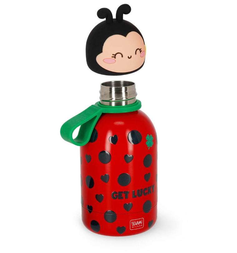 Legami Trinkflasche, Thermosflasche für Kinder - Hot&Cold BFF - Ladybug