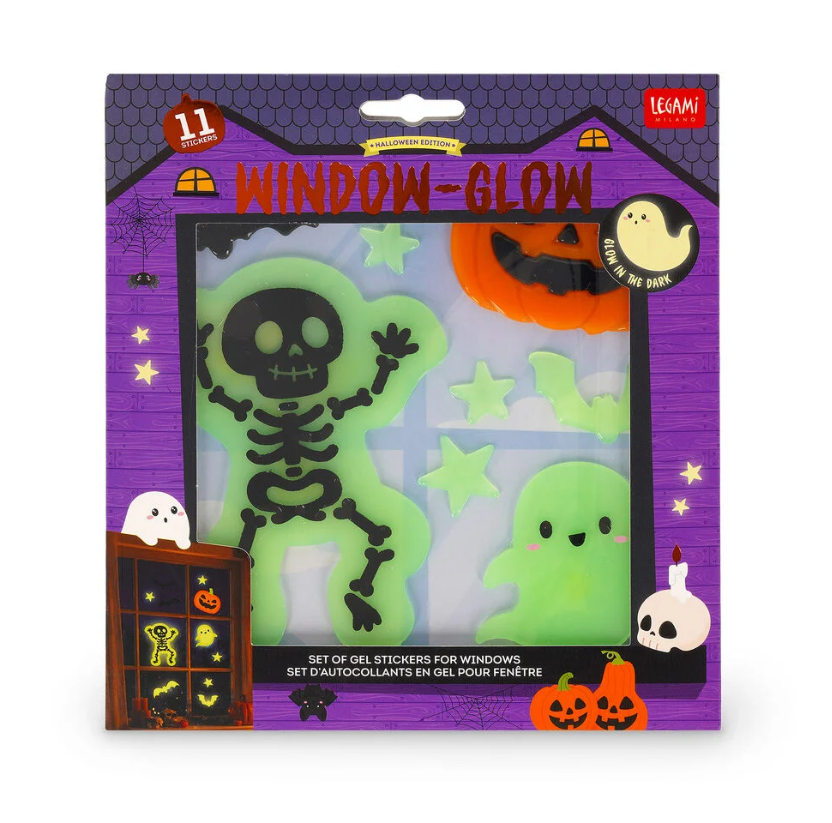 Legami  Set mit Gel-Fensteraufklebern - Windo-Glow Skeleton