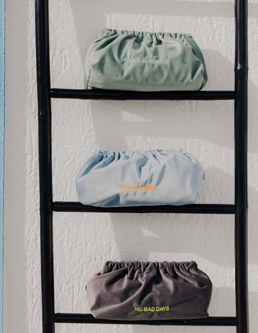 Velvet Clutch Bag - "Good Vibes"