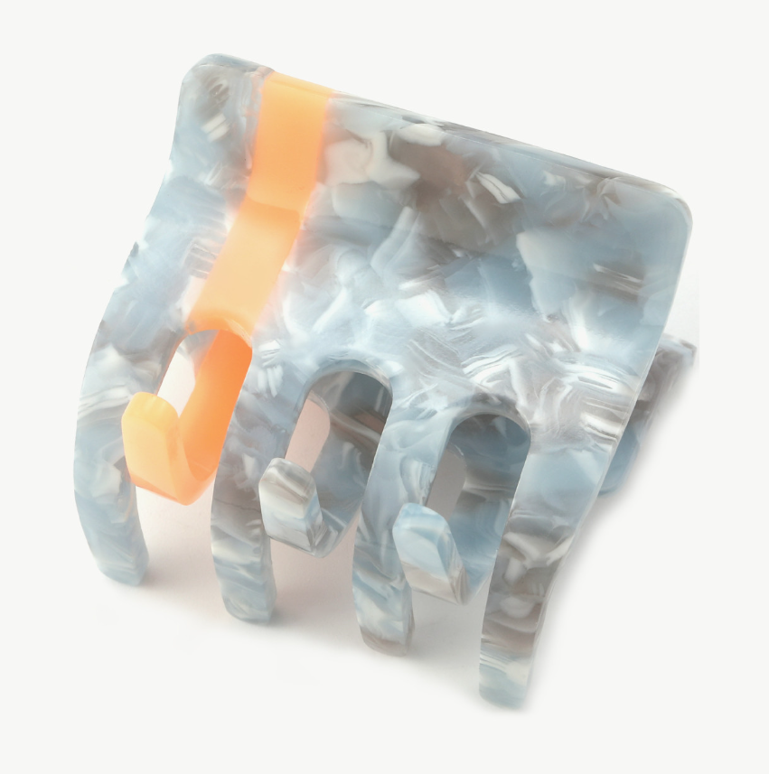 Haarklammer  Grau mit Streifen, "Neon Orange"