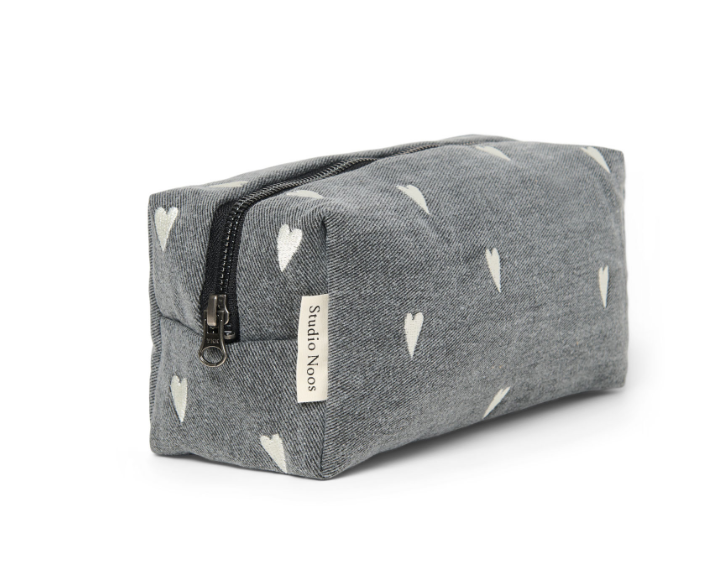 Studio Noos - Kulturbeutel, Denim Pouch Hearts