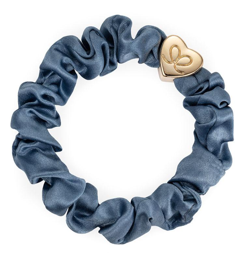 BY ELOISE GOLD STAR SILK,  Scrunchie Faded Denim